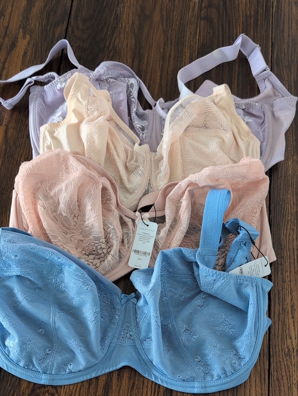 Lace Support Underwire Bra — Pastel Multi-Pack (Blue, Peach, Cream, Lavender)